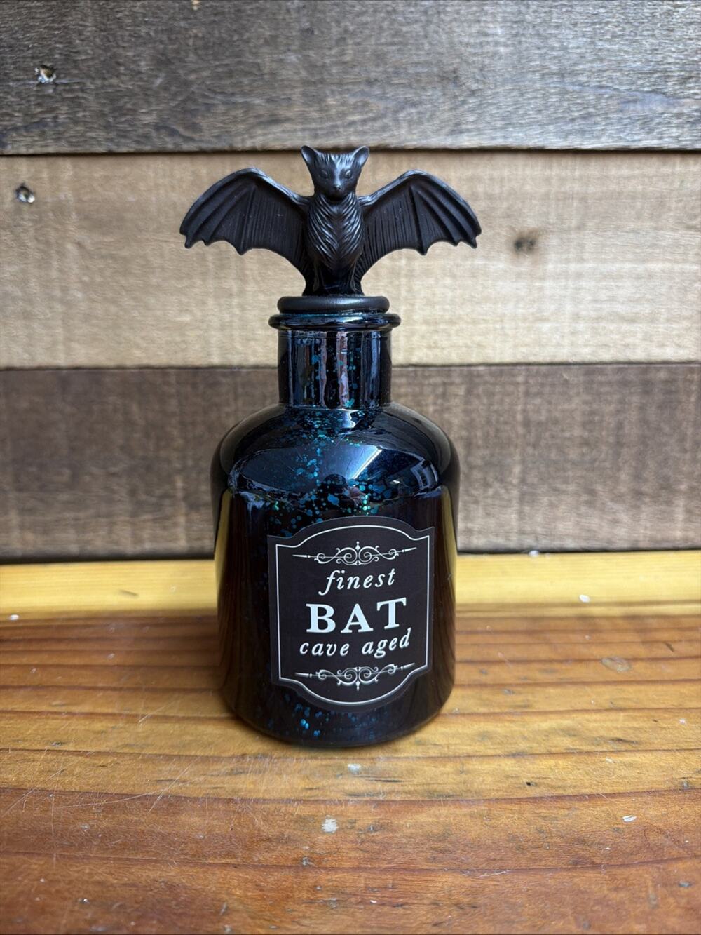 Halloween "Bat Cave Aged" Spell Potion Bottle W LED Colors Light Decor Wine
